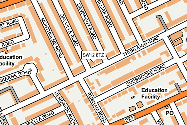 SW12 8TZ map - OS OpenMap – Local (Ordnance Survey) SW12 8TZ map - OS OpenMap – Local (Ordnance Survey)