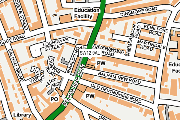 SW12 9AL map - OS OpenMap – Local (Ordnance Survey) SW12 9AL map - OS OpenMap – Local (Ordnance Survey)