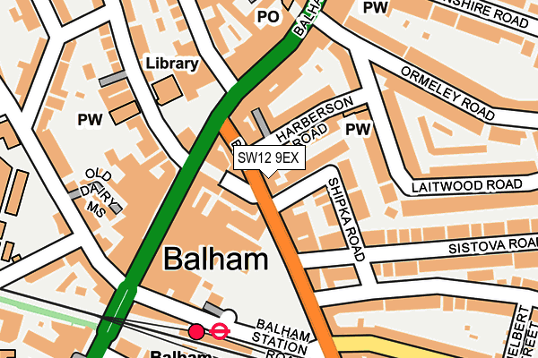 SW12 9EX map - OS OpenMap – Local (Ordnance Survey) SW12 9EX map - OS OpenMap – Local (Ordnance Survey)