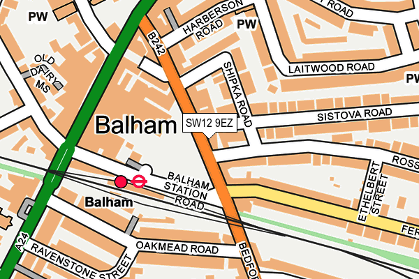 SW12 9EZ map - OS OpenMap – Local (Ordnance Survey) SW12 9EZ map - OS OpenMap – Local (Ordnance Survey)