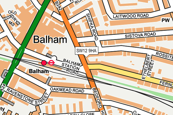 SW12 9HA map - OS OpenMap – Local (Ordnance Survey) SW12 9HA map - OS OpenMap – Local (Ordnance Survey)