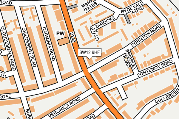 SW12 9HF map - OS OpenMap – Local (Ordnance Survey) SW12 9HF map - OS OpenMap – Local (Ordnance Survey)