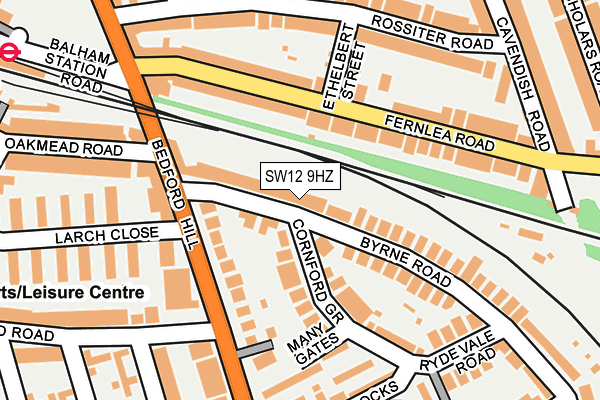SW12 9HZ map - OS OpenMap – Local (Ordnance Survey) SW12 9HZ map - OS OpenMap – Local (Ordnance Survey)