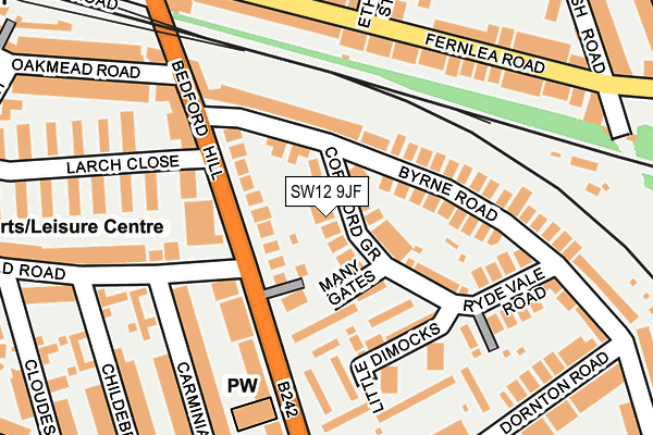 SW12 9JF map - OS OpenMap – Local (Ordnance Survey) SW12 9JF map - OS OpenMap – Local (Ordnance Survey)