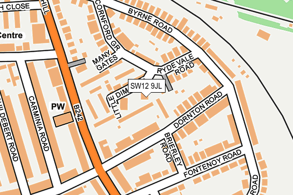 SW12 9JL map - OS OpenMap – Local (Ordnance Survey) SW12 9JL map - OS OpenMap – Local (Ordnance Survey)