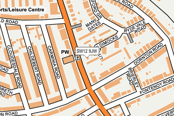 SW12 9JW map - OS OpenMap – Local (Ordnance Survey)