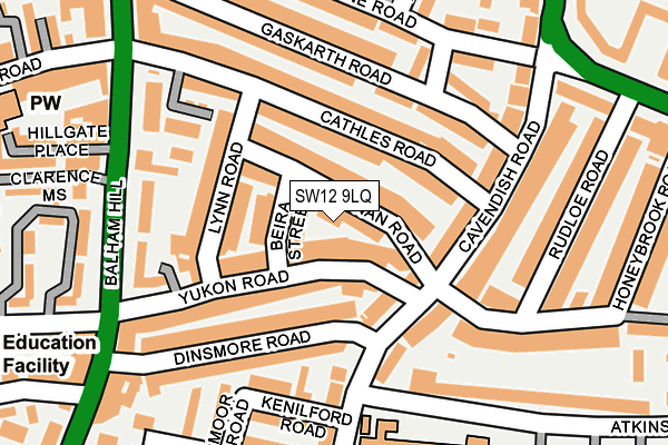 SW12 9LQ map - OS OpenMap – Local (Ordnance Survey) SW12 9LQ map - OS OpenMap – Local (Ordnance Survey)