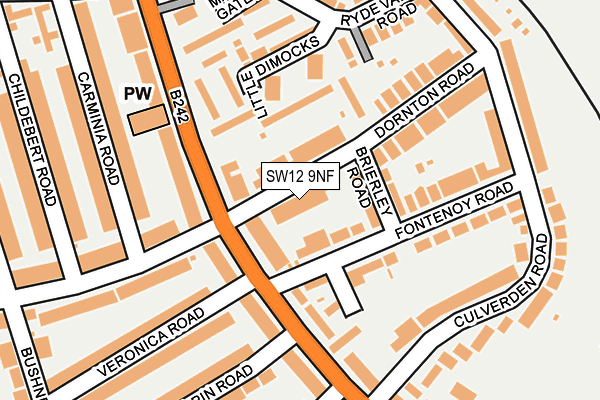 SW12 9NF map - OS OpenMap – Local (Ordnance Survey) SW12 9NF map - OS OpenMap – Local (Ordnance Survey)