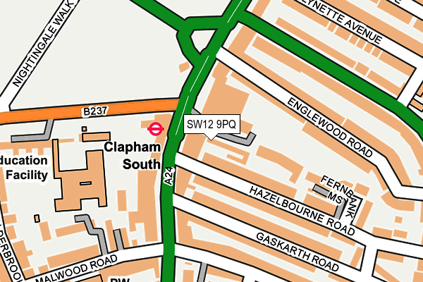 SW12 9PQ map - OS OpenMap – Local (Ordnance Survey) SW12 9PQ map - OS OpenMap – Local (Ordnance Survey)