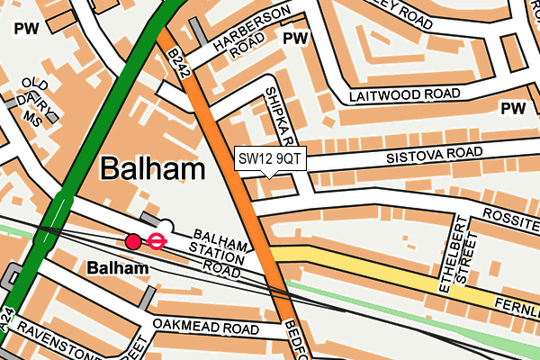 SW12 9QT map - OS OpenMap – Local (Ordnance Survey) SW12 9QT map - OS OpenMap – Local (Ordnance Survey)