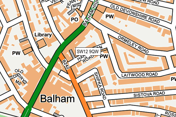SW12 9QW map - OS OpenMap – Local (Ordnance Survey) SW12 9QW map - OS OpenMap – Local (Ordnance Survey)