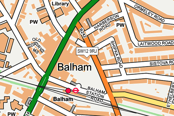 SW12 9RJ map - OS OpenMap – Local (Ordnance Survey) SW12 9RJ map - OS OpenMap – Local (Ordnance Survey)