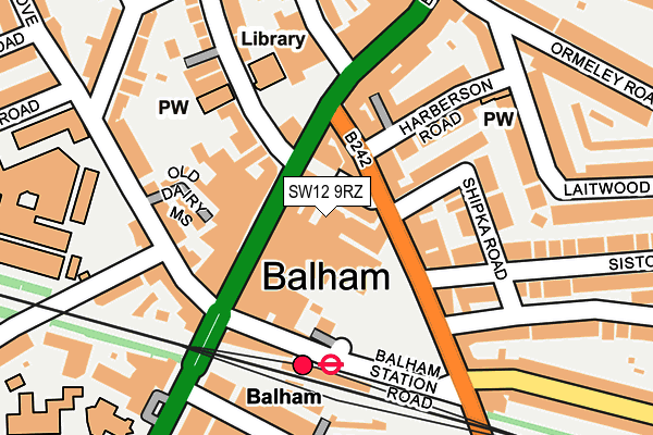 SW12 9RZ map - OS OpenMap – Local (Ordnance Survey) SW12 9RZ map - OS OpenMap – Local (Ordnance Survey)