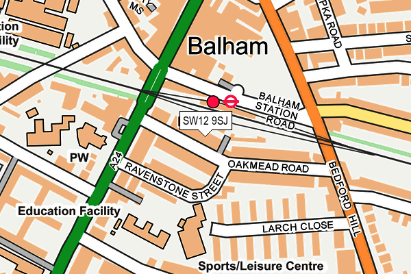SW12 9SJ map - OS OpenMap – Local (Ordnance Survey) SW12 9SJ map - OS OpenMap – Local (Ordnance Survey)