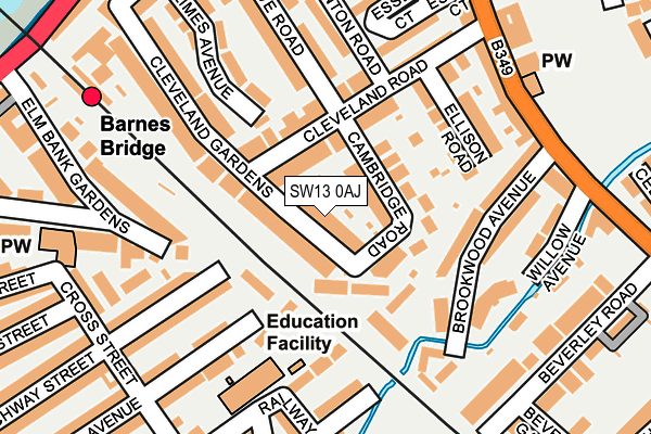 SW13 0AJ map - OS OpenMap – Local (Ordnance Survey) SW13 0AJ map - OS OpenMap – Local (Ordnance Survey)