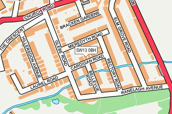 SW13 0BH map - OS OpenMap – Local (Ordnance Survey) SW13 0BH map - OS OpenMap – Local (Ordnance Survey)