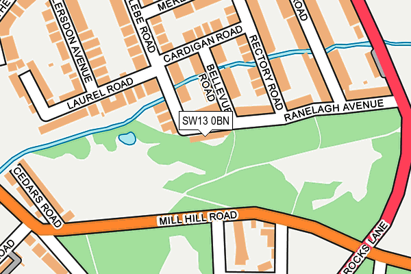 SW13 0BN map - OS OpenMap – Local (Ordnance Survey)