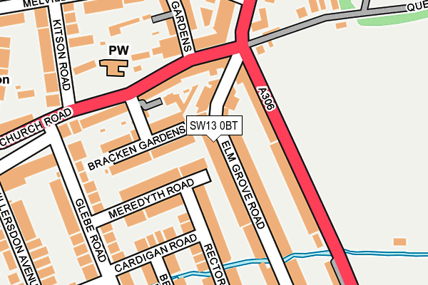 SW13 0BT map - OS OpenMap – Local (Ordnance Survey) SW13 0BT map - OS OpenMap – Local (Ordnance Survey)