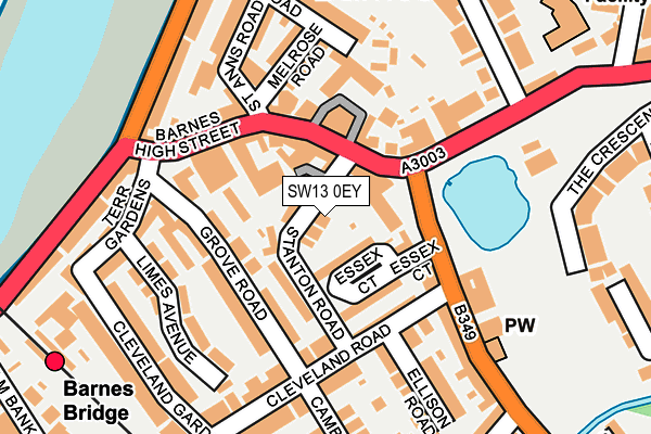 SW13 0EY map - OS OpenMap – Local (Ordnance Survey) SW13 0EY map - OS OpenMap – Local (Ordnance Survey)