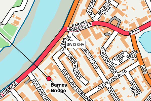 SW13 0HA map - OS OpenMap – Local (Ordnance Survey)