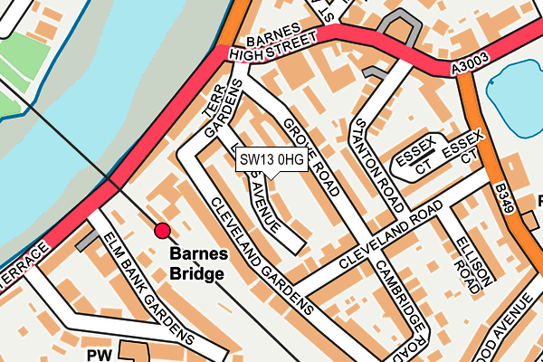 SW13 0HG map - OS OpenMap – Local (Ordnance Survey) SW13 0HG map - OS OpenMap – Local (Ordnance Survey)
