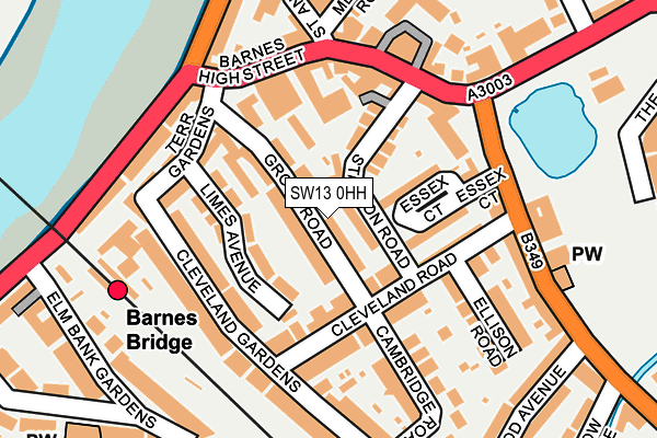 SW13 0HH map - OS OpenMap – Local (Ordnance Survey) SW13 0HH map - OS OpenMap – Local (Ordnance Survey)