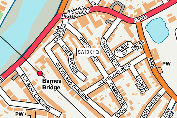 SW13 0HQ map - OS OpenMap – Local (Ordnance Survey) SW13 0HQ map - OS OpenMap – Local (Ordnance Survey)