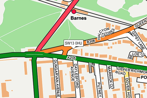 SW13 0HU map - OS OpenMap – Local (Ordnance Survey) SW13 0HU map - OS OpenMap – Local (Ordnance Survey)