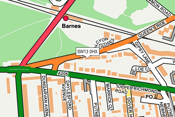 SW13 0HX map - OS OpenMap – Local (Ordnance Survey) SW13 0HX map - OS OpenMap – Local (Ordnance Survey)