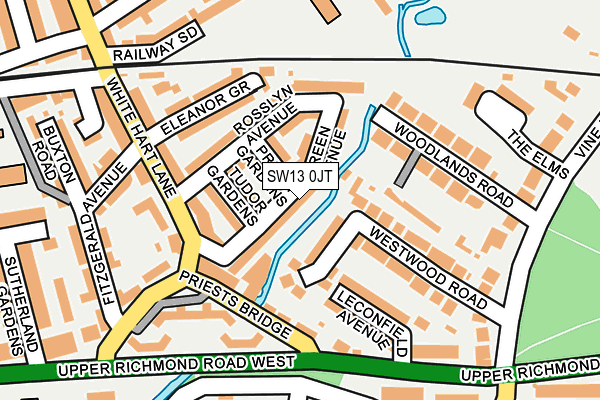 SW13 0JT map - OS OpenMap – Local (Ordnance Survey) SW13 0JT map - OS OpenMap – Local (Ordnance Survey)