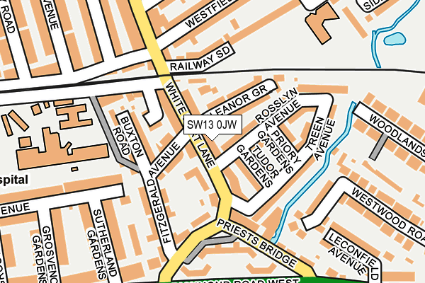 SW13 0JW map - OS OpenMap – Local (Ordnance Survey) SW13 0JW map - OS OpenMap – Local (Ordnance Survey)