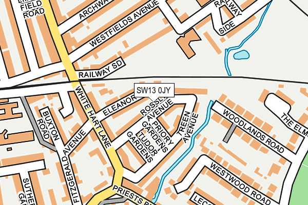 SW13 0JY map - OS OpenMap – Local (Ordnance Survey) SW13 0JY map - OS OpenMap – Local (Ordnance Survey)