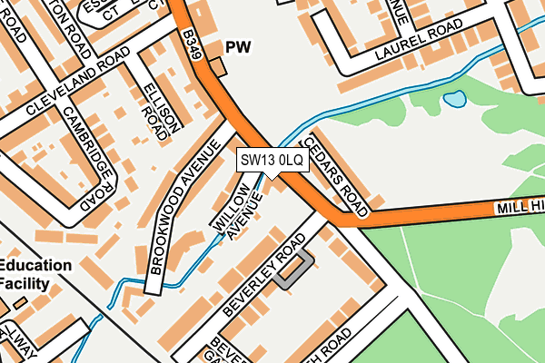 SW13 0LQ map - OS OpenMap – Local (Ordnance Survey) SW13 0LQ map - OS OpenMap – Local (Ordnance Survey)