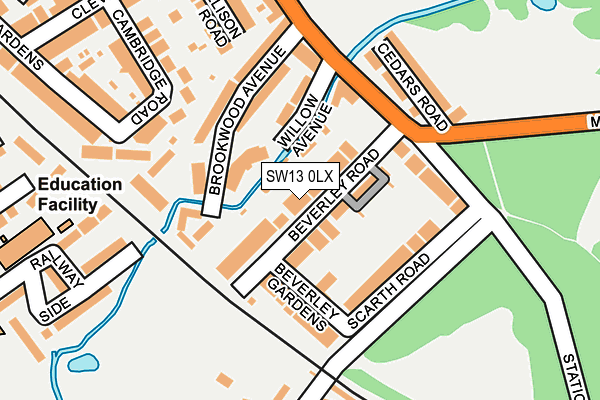 SW13 0LX map - OS OpenMap – Local (Ordnance Survey) SW13 0LX map - OS OpenMap – Local (Ordnance Survey)
