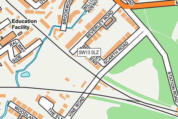 SW13 0LZ map - OS OpenMap – Local (Ordnance Survey) SW13 0LZ map - OS OpenMap – Local (Ordnance Survey)