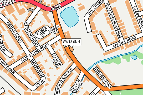 SW13 0NH map - OS OpenMap – Local (Ordnance Survey) SW13 0NH map - OS OpenMap – Local (Ordnance Survey)