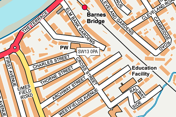 SW13 0PA map - OS OpenMap – Local (Ordnance Survey) SW13 0PA map - OS OpenMap – Local (Ordnance Survey)