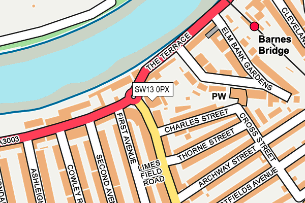 SW13 0PX map - OS OpenMap – Local (Ordnance Survey) SW13 0PX map - OS OpenMap – Local (Ordnance Survey)