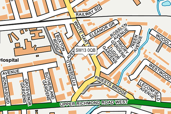 SW13 0QB map - OS OpenMap – Local (Ordnance Survey) SW13 0QB map - OS OpenMap – Local (Ordnance Survey)