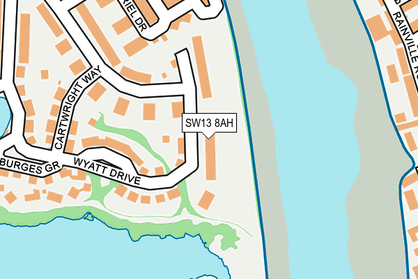 SW13 8AH map - OS OpenMap – Local (Ordnance Survey) SW13 8AH map - OS OpenMap – Local (Ordnance Survey)