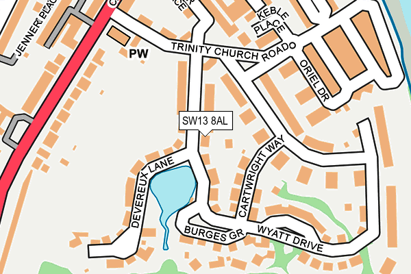 SW13 8AL map - OS OpenMap – Local (Ordnance Survey) SW13 8AL map - OS OpenMap – Local (Ordnance Survey)
