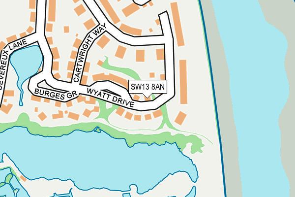 SW13 8AN map - OS OpenMap – Local (Ordnance Survey)