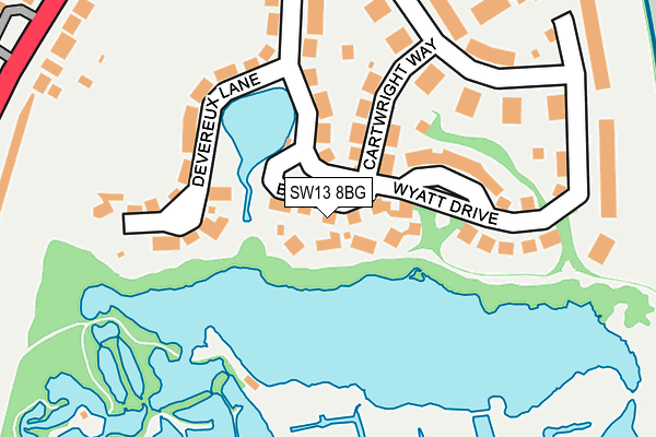 SW13 8BG map - OS OpenMap – Local (Ordnance Survey) SW13 8BG map - OS OpenMap – Local (Ordnance Survey)