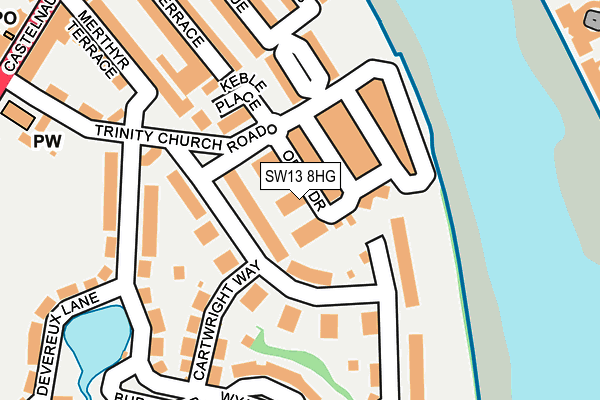 SW13 8HG map - OS OpenMap – Local (Ordnance Survey) SW13 8HG map - OS OpenMap – Local (Ordnance Survey)