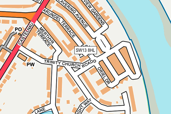 SW13 8HL map - OS OpenMap – Local (Ordnance Survey) SW13 8HL map - OS OpenMap – Local (Ordnance Survey)