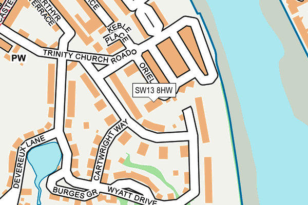 SW13 8HW map - OS OpenMap – Local (Ordnance Survey) SW13 8HW map - OS OpenMap – Local (Ordnance Survey)