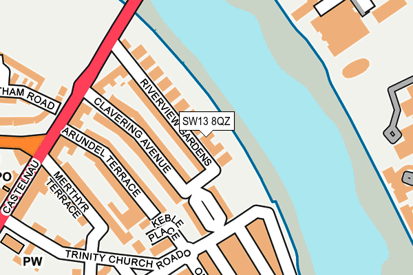 SW13 8QZ map - OS OpenMap – Local (Ordnance Survey) SW13 8QZ map - OS OpenMap – Local (Ordnance Survey)