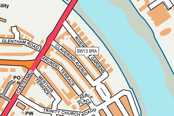 SW13 8RA map - OS OpenMap – Local (Ordnance Survey) SW13 8RA map - OS OpenMap – Local (Ordnance Survey)