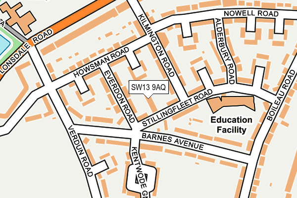 SW13 9AQ map - OS OpenMap – Local (Ordnance Survey) SW13 9AQ map - OS OpenMap – Local (Ordnance Survey)