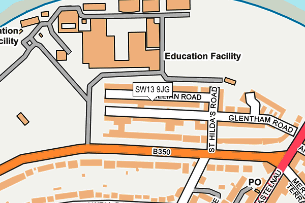 SW13 9JG map - OS OpenMap – Local (Ordnance Survey) SW13 9JG map - OS OpenMap – Local (Ordnance Survey)